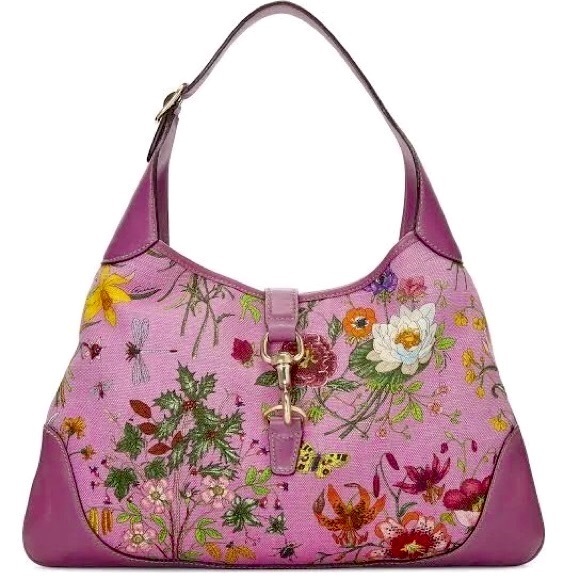 (NWOT) Gucci Vintage Floral Jackie O Fuchsia Hobo Bag - Picture 1 of 16